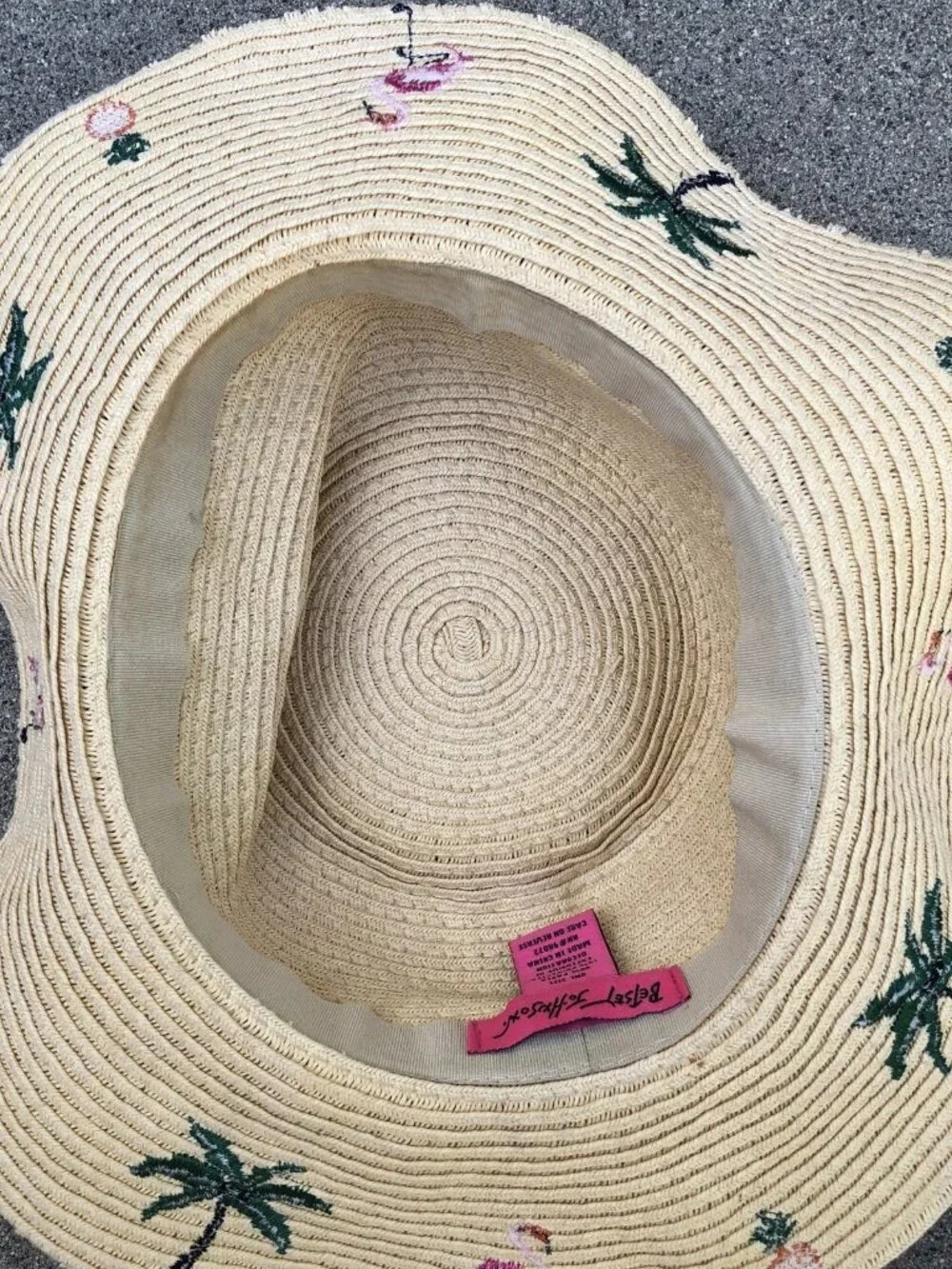 BETSEY JOHNSON Tropical Floppy Sun Hat Women's One Size Fedora Paper Flamingo